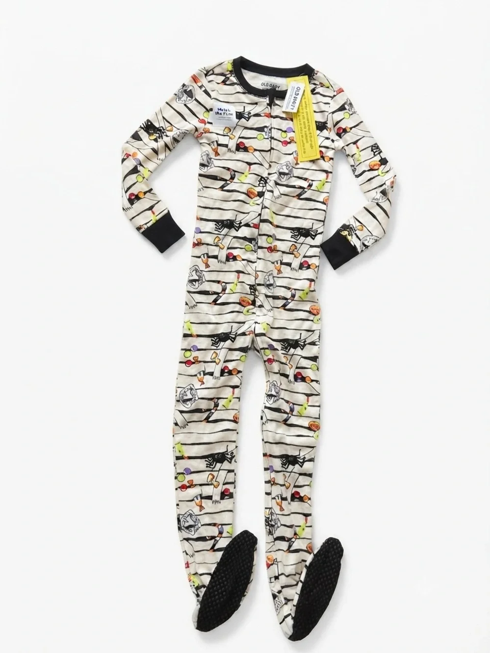 Old Navy Halloween Spooky Stripe Footed One-Piece Pajamas 5T